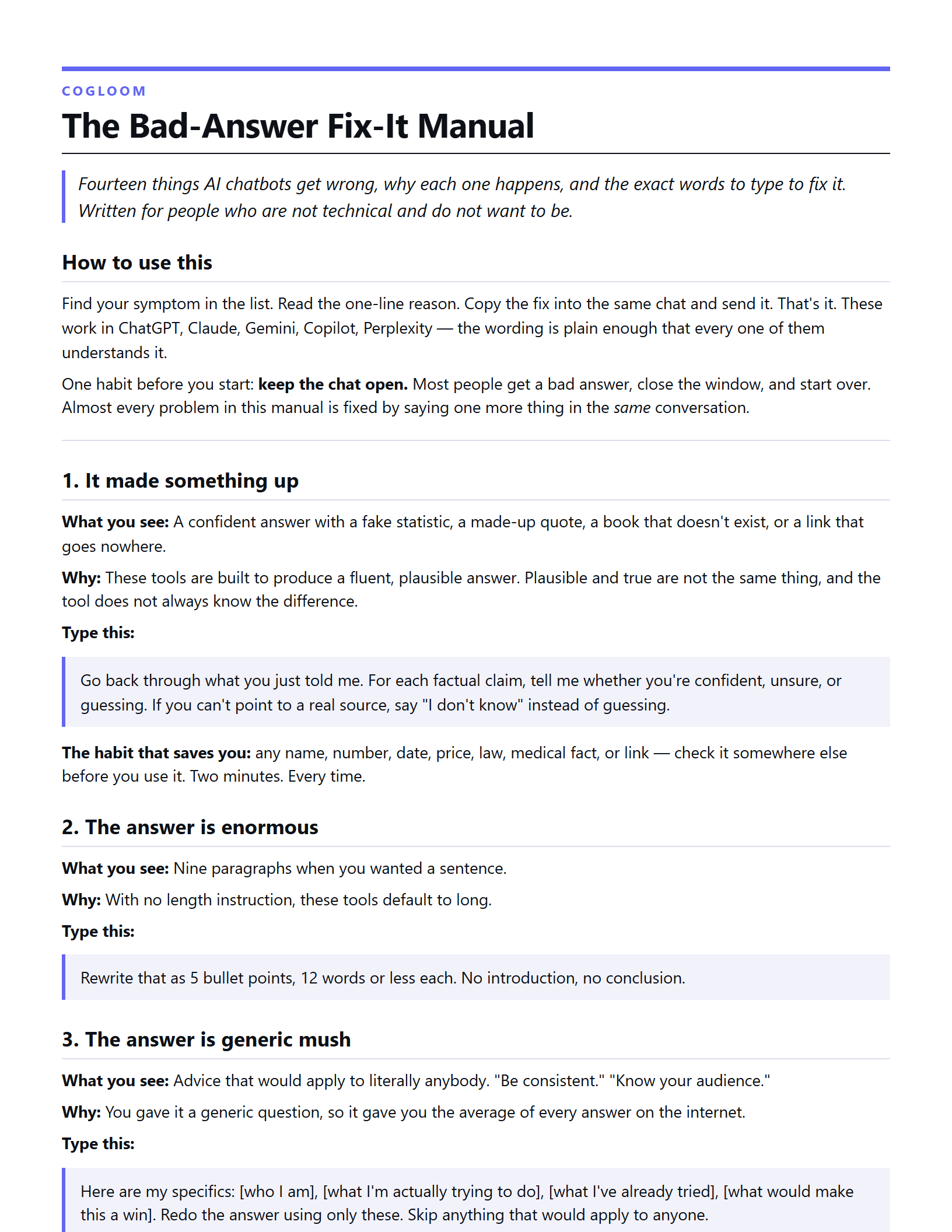 Preview of The Bad-Answer Fix-It Manual