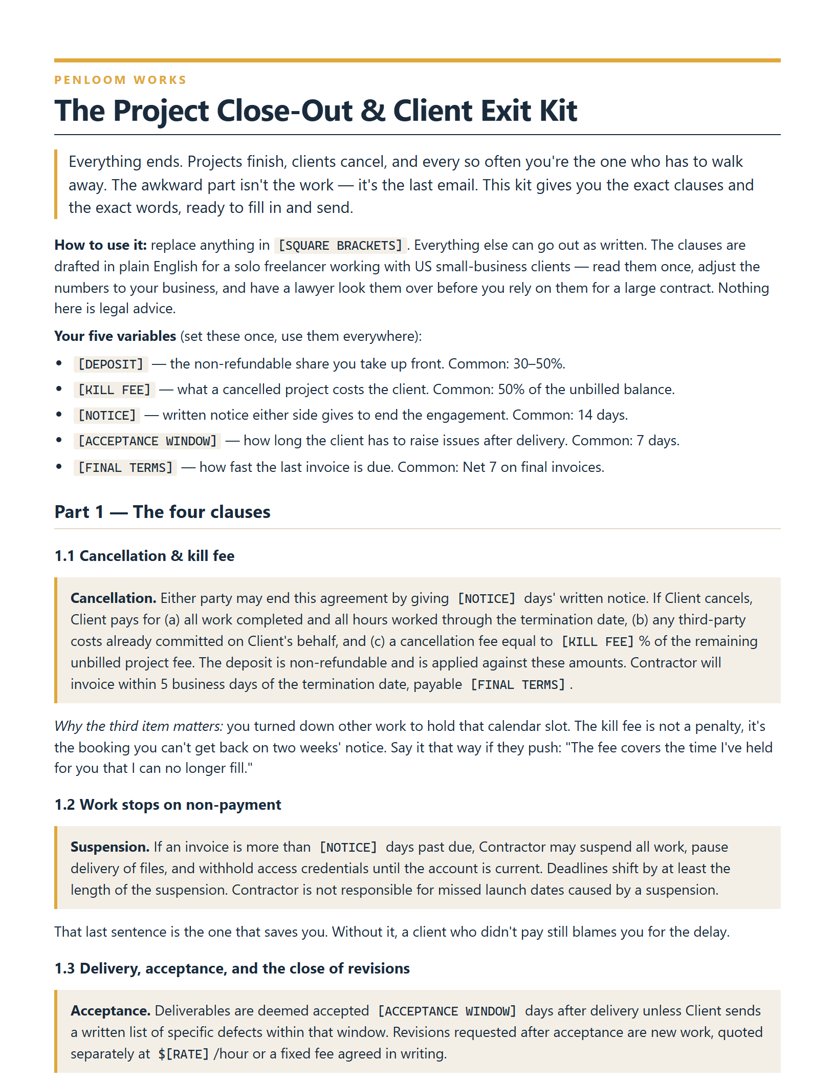 Preview of the project close-out and client exit kit