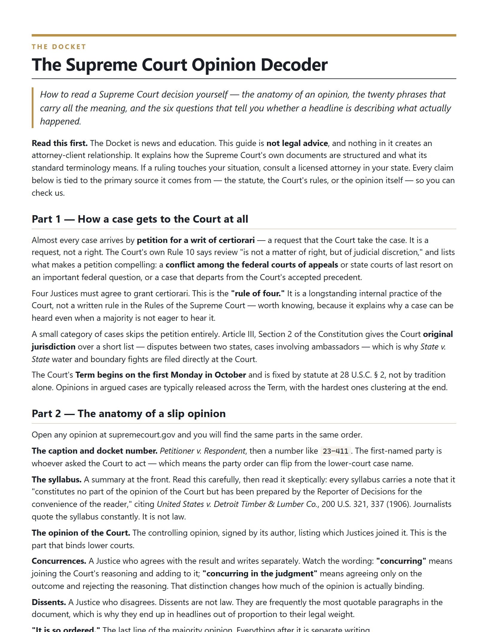 Cover of The Supreme Court Opinion Decoder