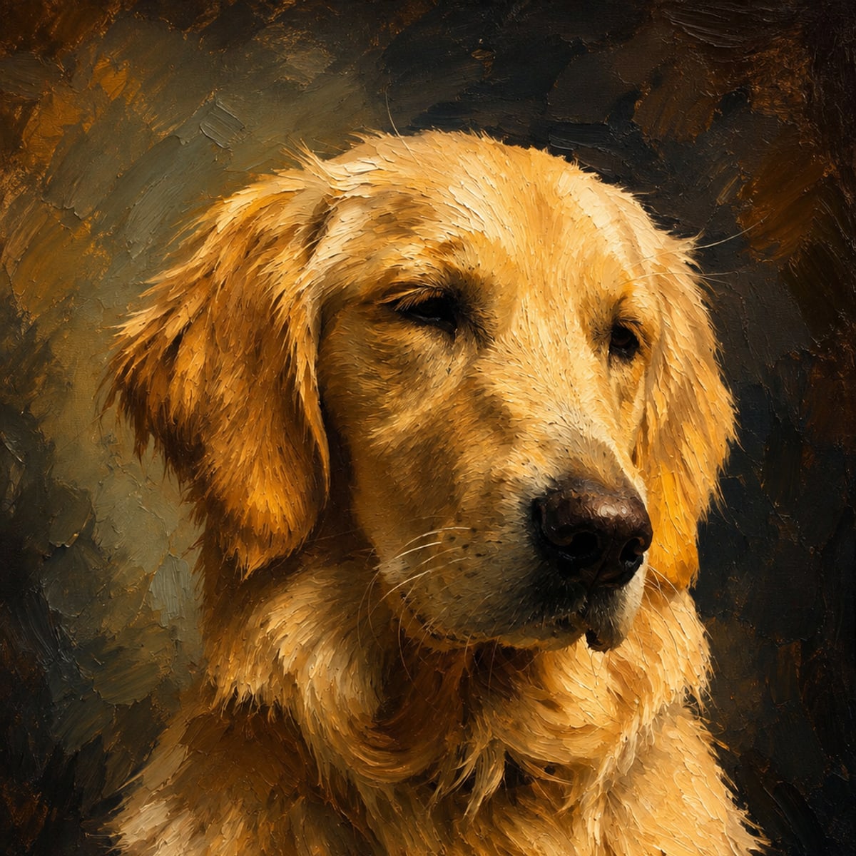 Cooper's photo transformed into a warm classical oil painting portrait