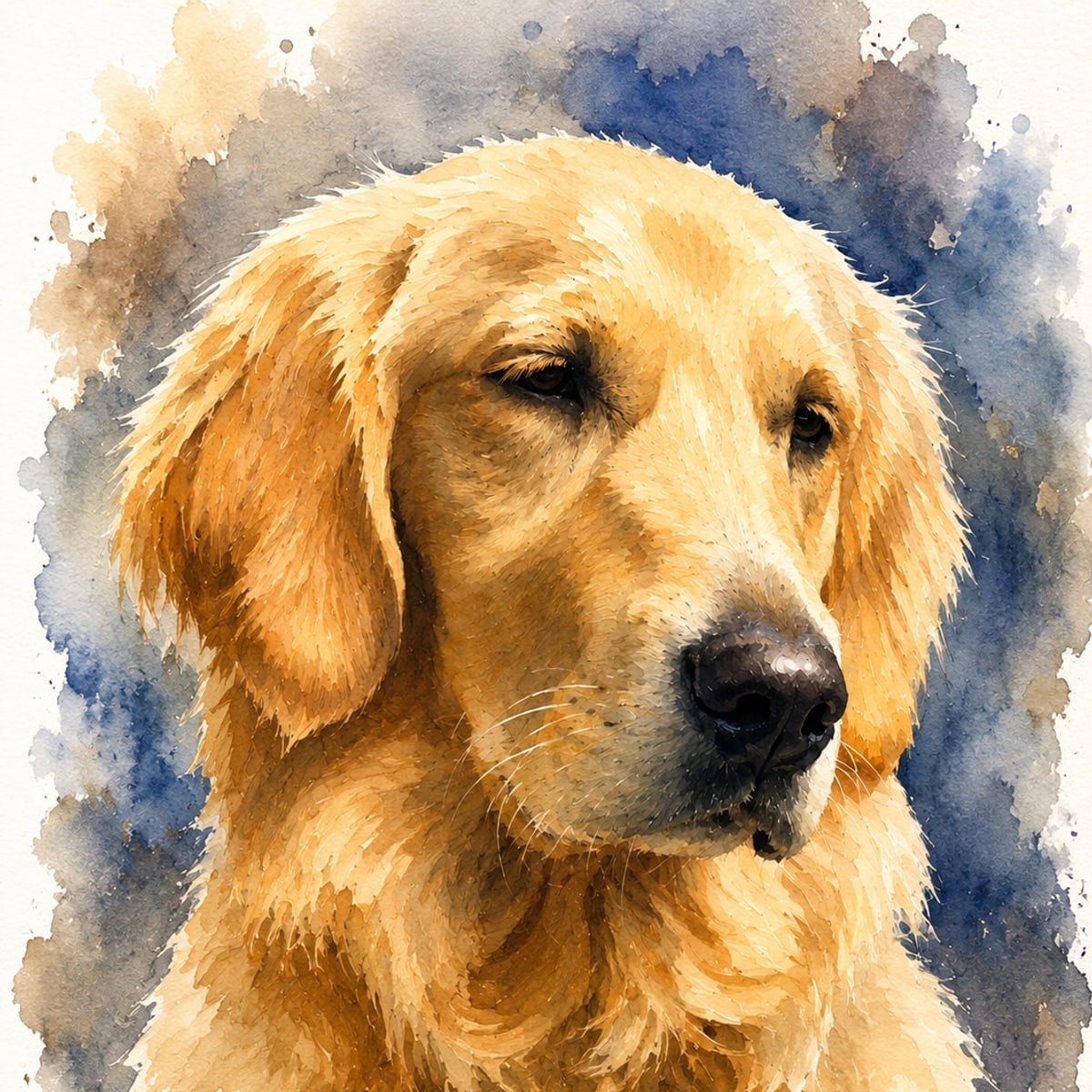 Watercolor style pet portrait sample